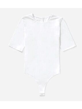 Everlane The Short-Sleeve Crew Neck Thong Bodysuit Women's Size Small White NWT!